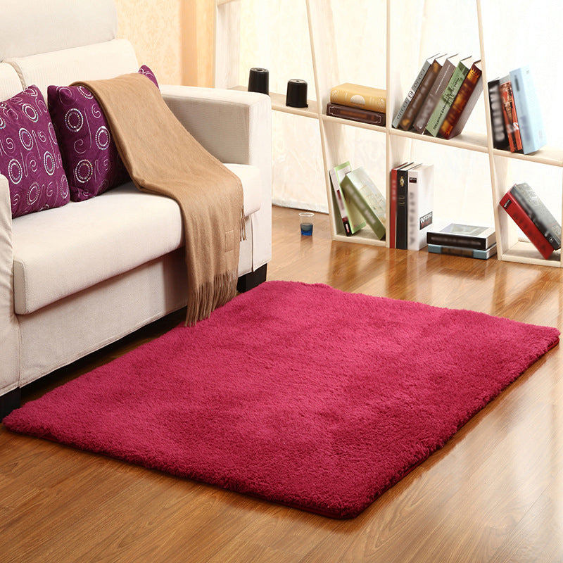 Red and Yellow Modern Rug Sherpa Plain Rug Washable Non-Slip Backing Carpet for Living Room