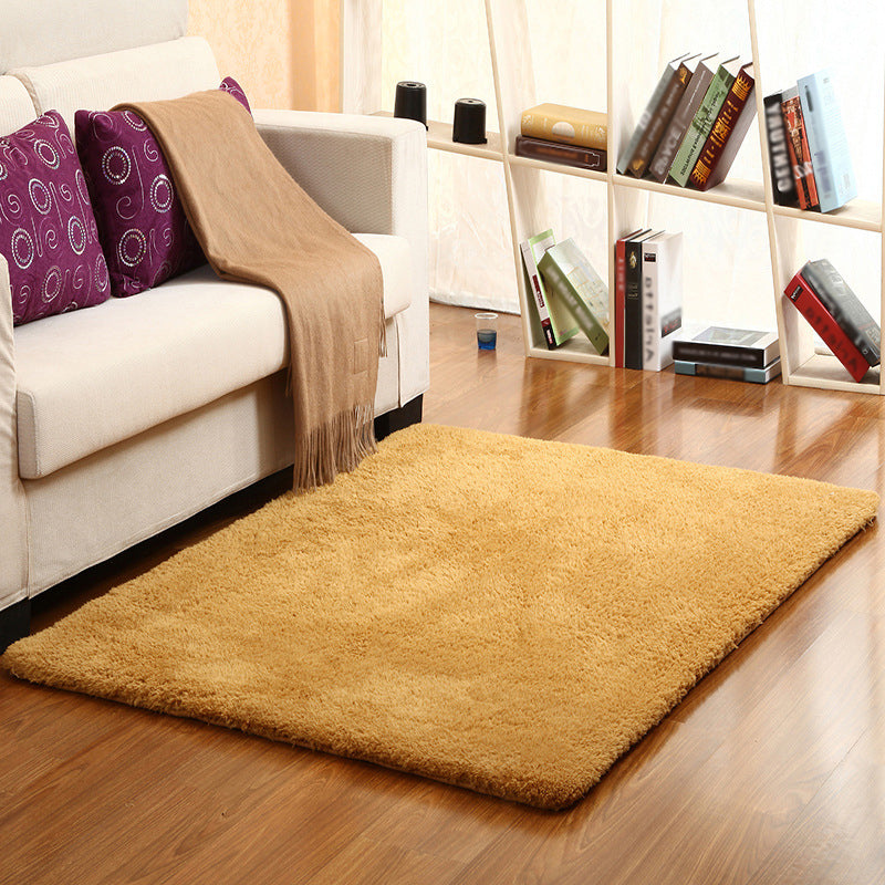 Red and Yellow Modern Rug Sherpa Plain Rug Washable Non-Slip Backing Carpet for Living Room
