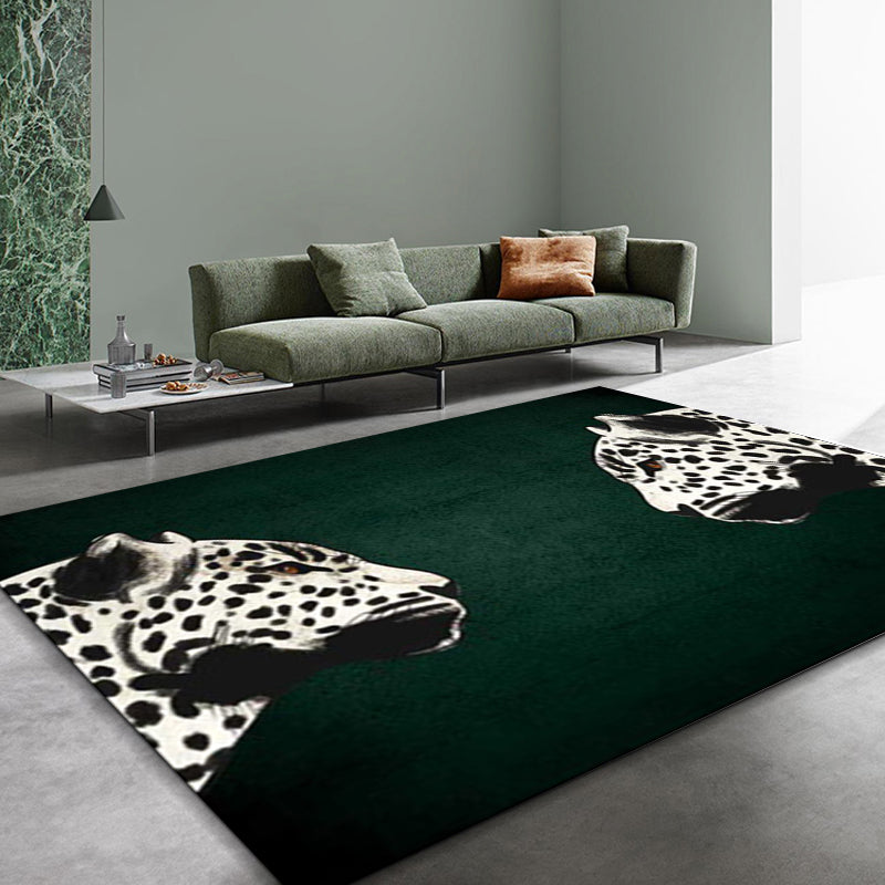 Funky Cheetah Patroon Tapijt Donkergroene Nieuwheid Polyester Wasbare anti-slip achtergrondgebied Tapijt voor woonkamer