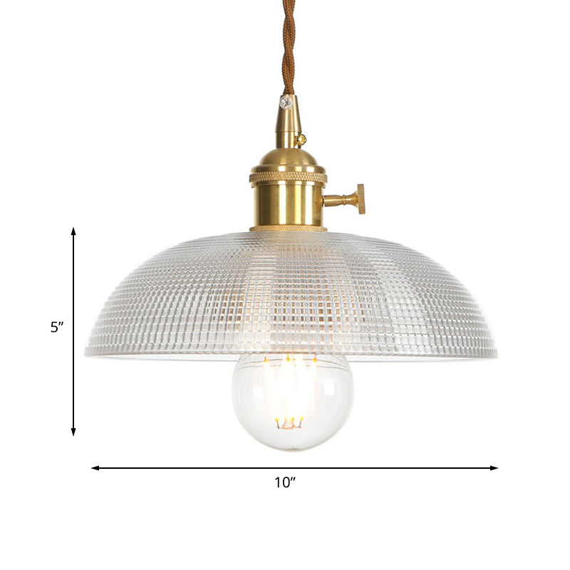Latón 1 techo ligero colgante ligero industrial platillo de vidrio transparente/domo/lámpara colgante prismática para sala de estar