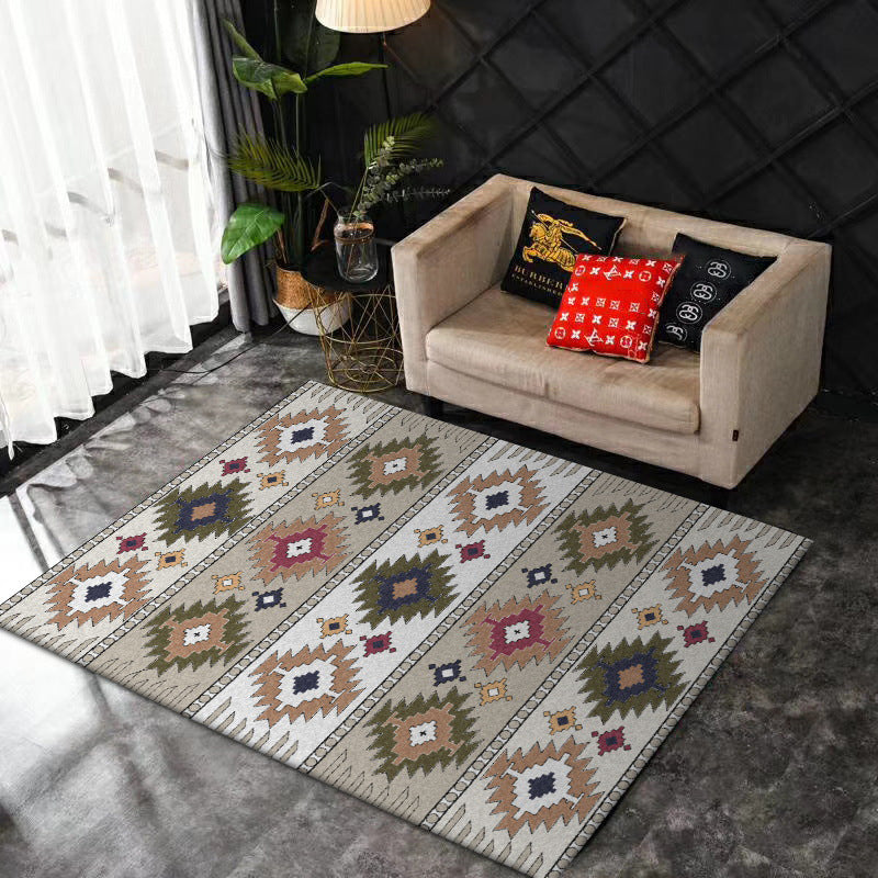 Klassiek geometrisch patroon tapijt groen en wit vintage tapijten polyester wasbare antislip ruggengagebied vloerkleed voor slaapkamer