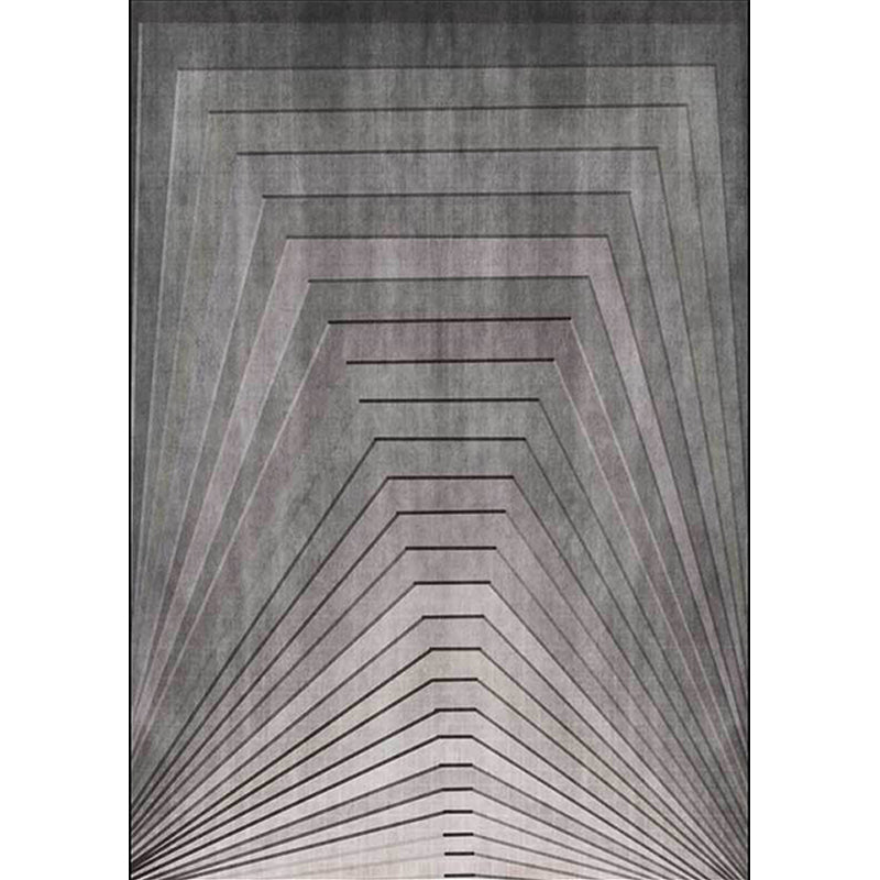 Unique Striped Pattern Rug Grey Simple Rug Polyester Washable Anti-Slip Backing Area Rug for Living Room