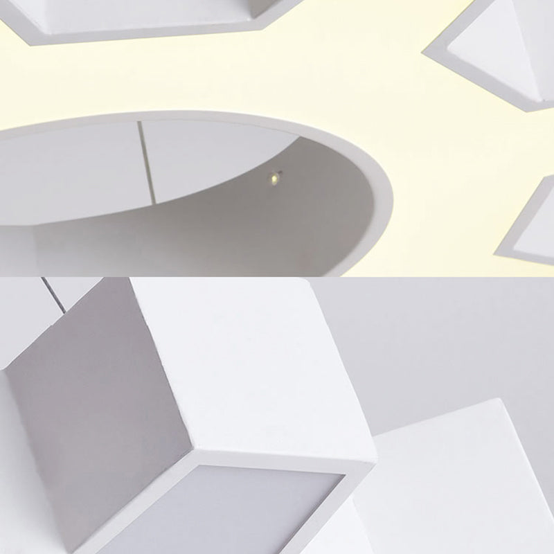 23.5"/31.5" Wide Gear Shape Pendant Lamp Contemporary Metal Led White/Black Hanging Ceiling Light for Gym in White/Warm Light