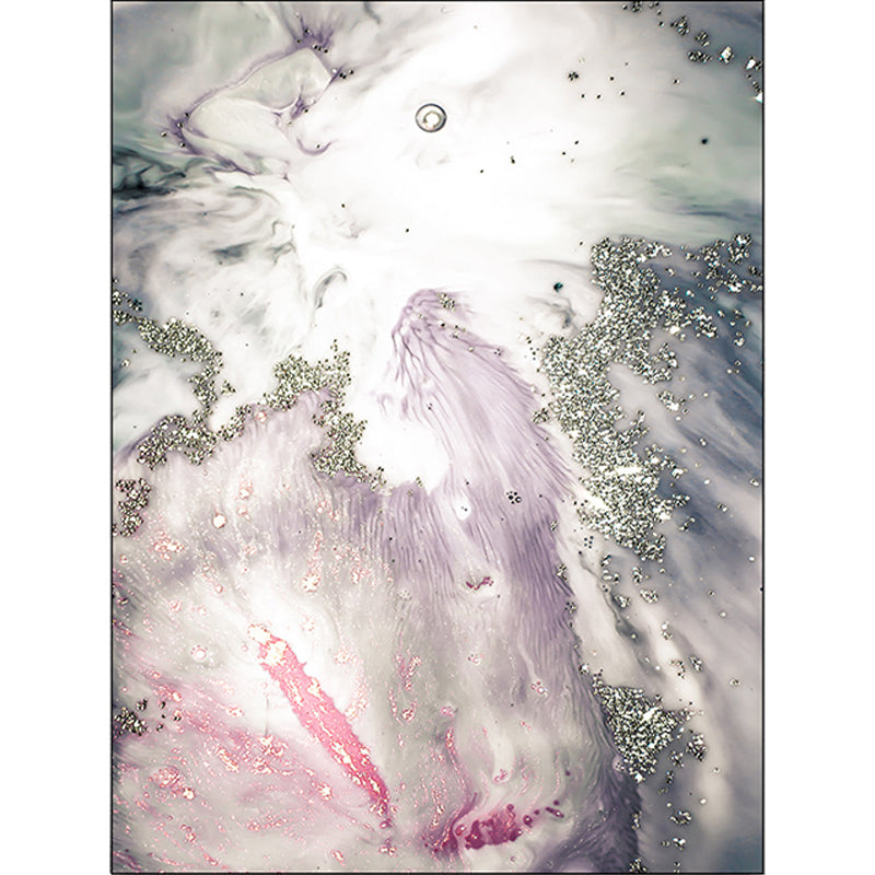 Modern Living Room Rug in Grey and Pink Abstract Seawater Print Rug Polyester Washable Pet Friendly Area Rug