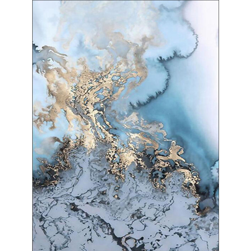 Unique Watercolor Pattern Rug Blue and Grey Modern Rug Polyester Washable Non-Slip Backing Area Rug for Living Room