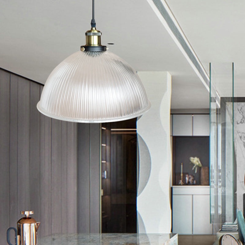 1 lumière plafond suspendue avec dôme en verre primaire