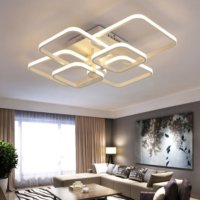 Geometrisches Wohnzimmer Bündig Licht Acryl LED 4/6/8 Lichter Modernism Semi Flush Ceiling Licht in Warm/Weißes Licht