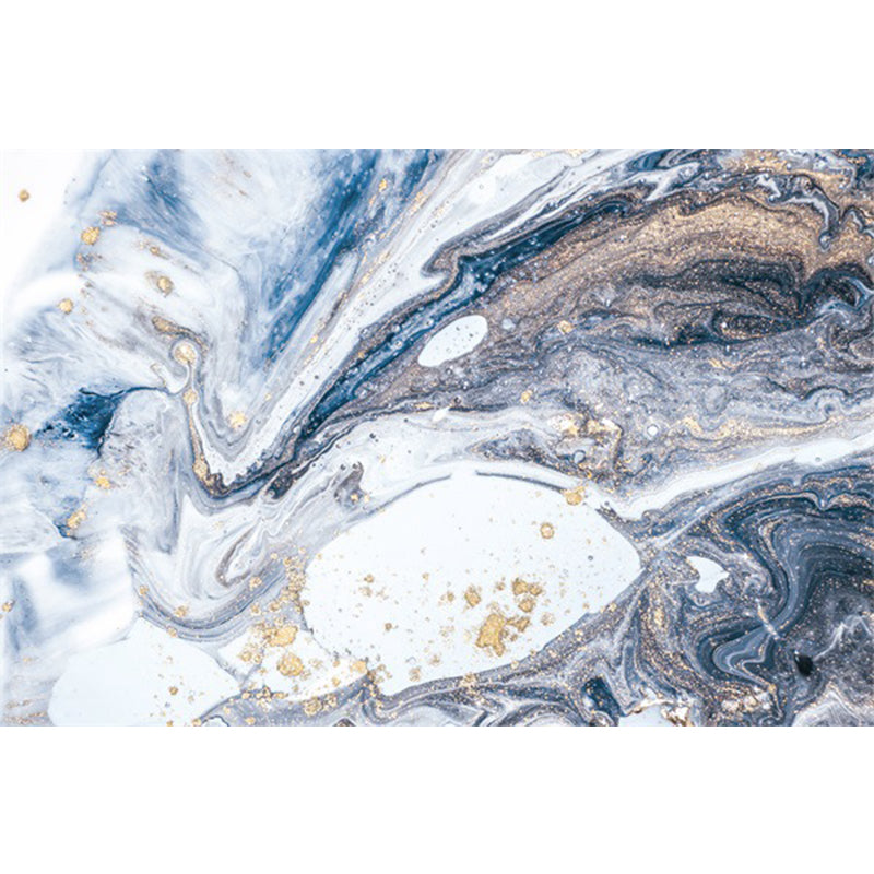 Minimalist Modern Rug in Blue and White Abstract Marble Pattern Rug Polyester Washable Carpet for Home Decoration