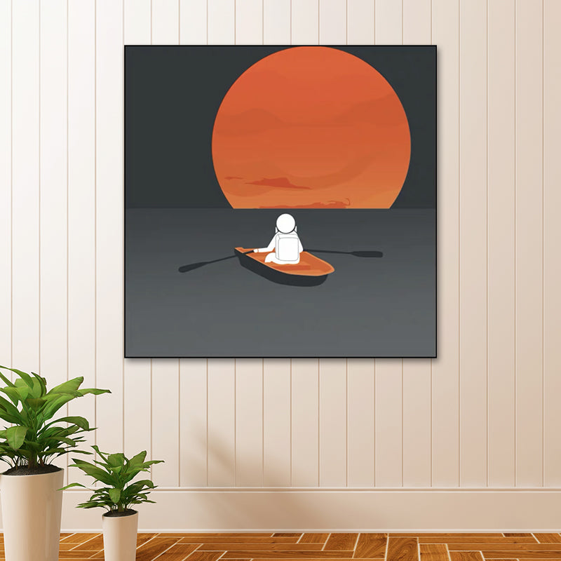 Universe Exploration Wall Art Print Dark Color Kids Style Canvas for Living Room