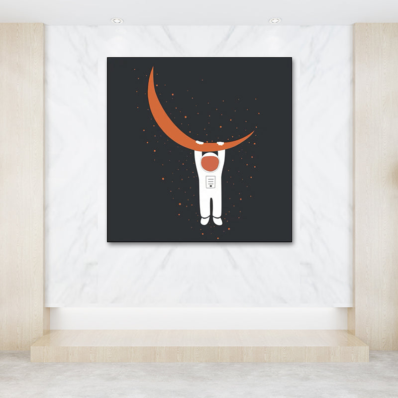 Universe Exploration Wall Art Print Dark Color Kids Style Canvas for Living Room