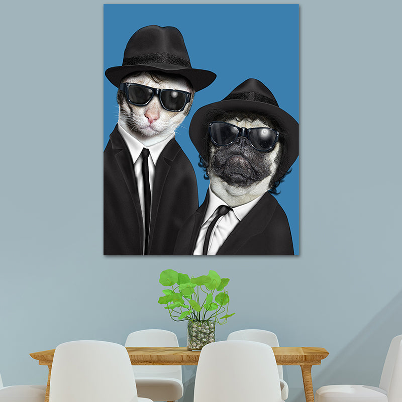 Art sur toile Funky Dog Boy pour chambre d'adolescent, décoration murale imprimée en couleur foncée, texturée