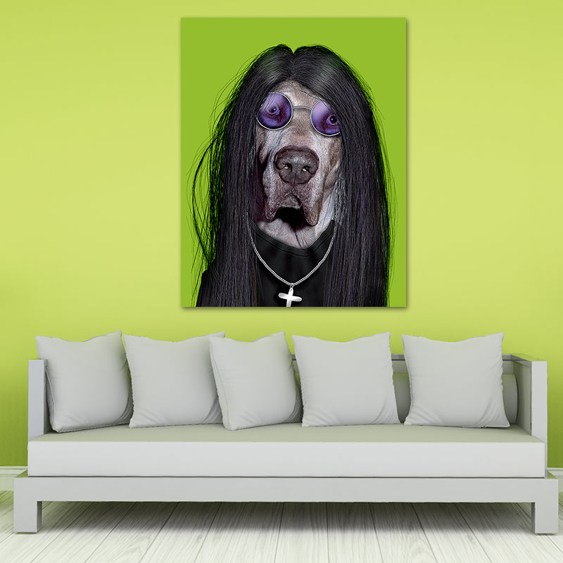 Art sur toile Funky Dog Boy pour chambre d'adolescent, décoration murale imprimée en couleur foncée, texturée
