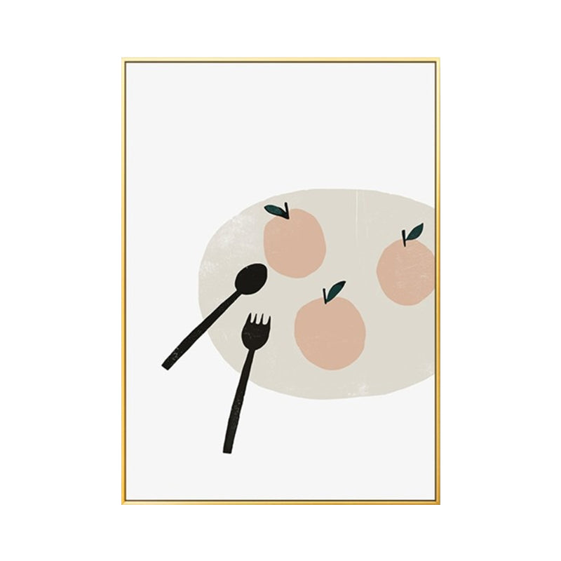 Minimalist Food Painting Wall Art Light-Color Textured Canvas Print for Dining Room
