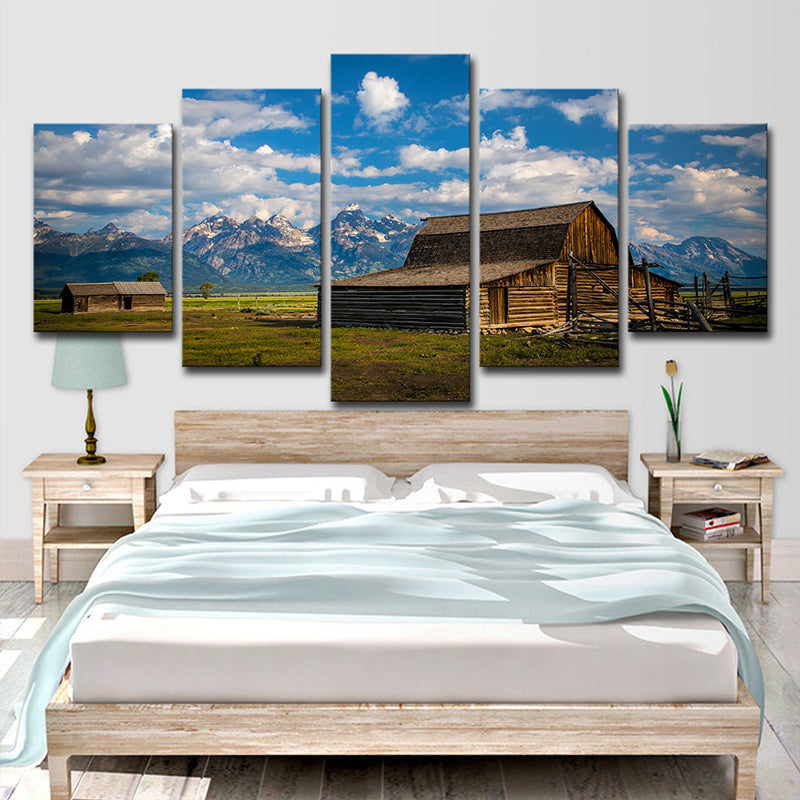 Farmhouse Natural Scenery Canvas Art Blue Multi-Piece Wall Decor for House Interior