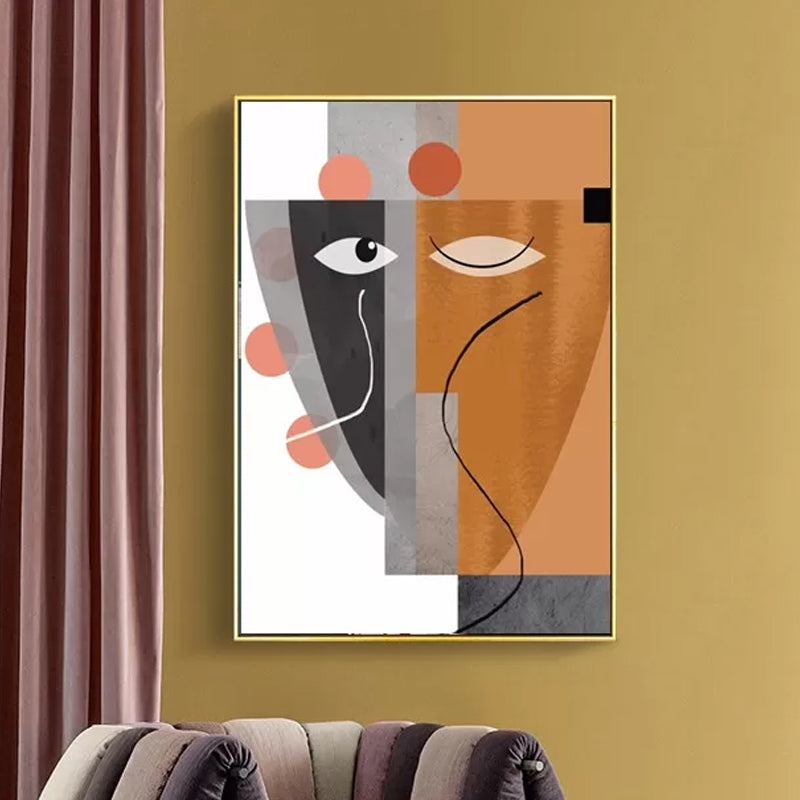 Toile d'art mural avec visage abstrait moderne, décoration murale texturée de couleur Pastel pour la maison