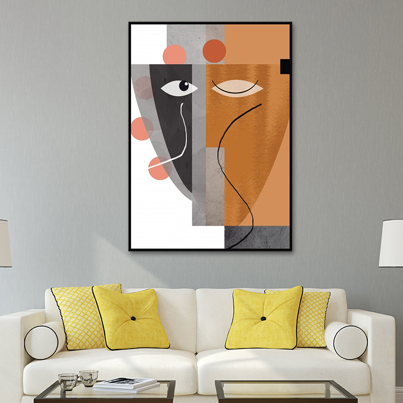 Toile d'art mural avec visage abstrait moderne, décoration murale texturée de couleur Pastel pour la maison