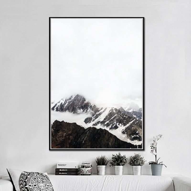Strukturierter Kunstdruck auf Leinwand, Vintage-Stil, Misty Rock Mountain, Wanddekoration für Schlafzimmer