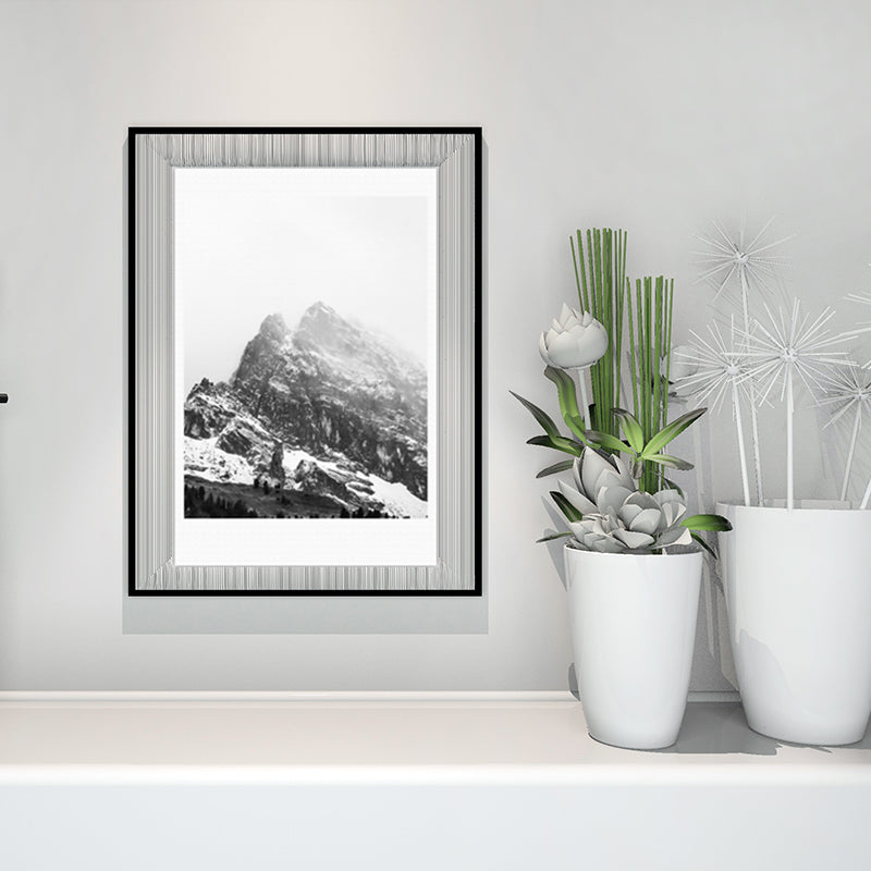 Strukturierter Kunstdruck auf Leinwand, Vintage-Stil, Misty Rock Mountain, Wanddekoration für Schlafzimmer