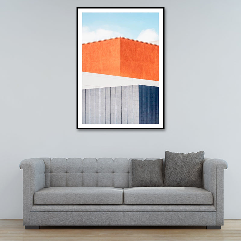 House Close-Up View Painting Canvas Pastel Color Contemporary Wall Art for Home