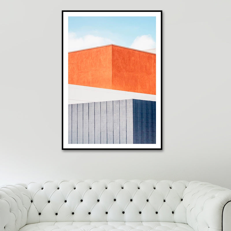 House Close-Up View Painting Canvas Pastel Color Contemporary Wall Art for Home