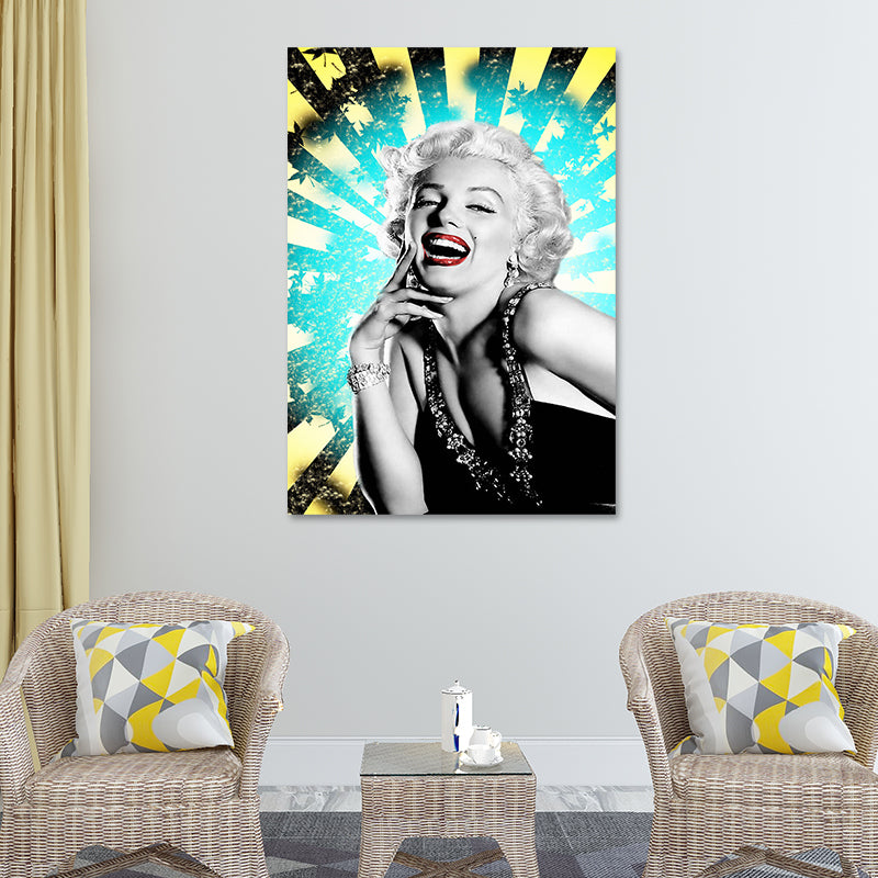Décoration murale texturée Marilyn Monroe, impression d'art mural sur toile glamour de couleur foncée pour chambre