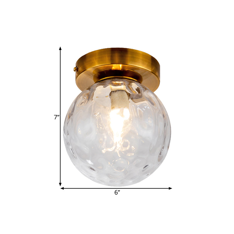 Plafonnier vintage en verre alvéolé clair Modo à ampoule unique, plafonnier en laiton