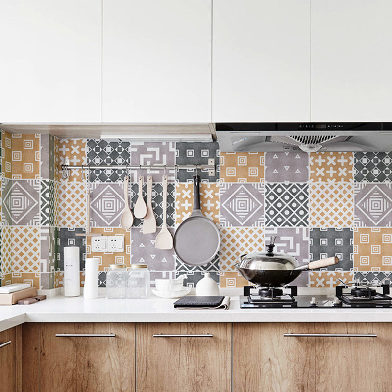 Math Geometry Wallpaper Panels Grey PVC Wall Decor, Peel and Stick, 4' L x 23.5" W