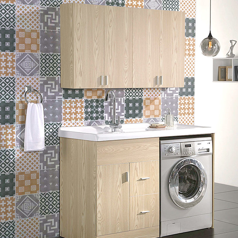 Math Geometry Wallpaper Panels Grey PVC Wall Decor, Peel and Stick, 4' L x 23.5" W