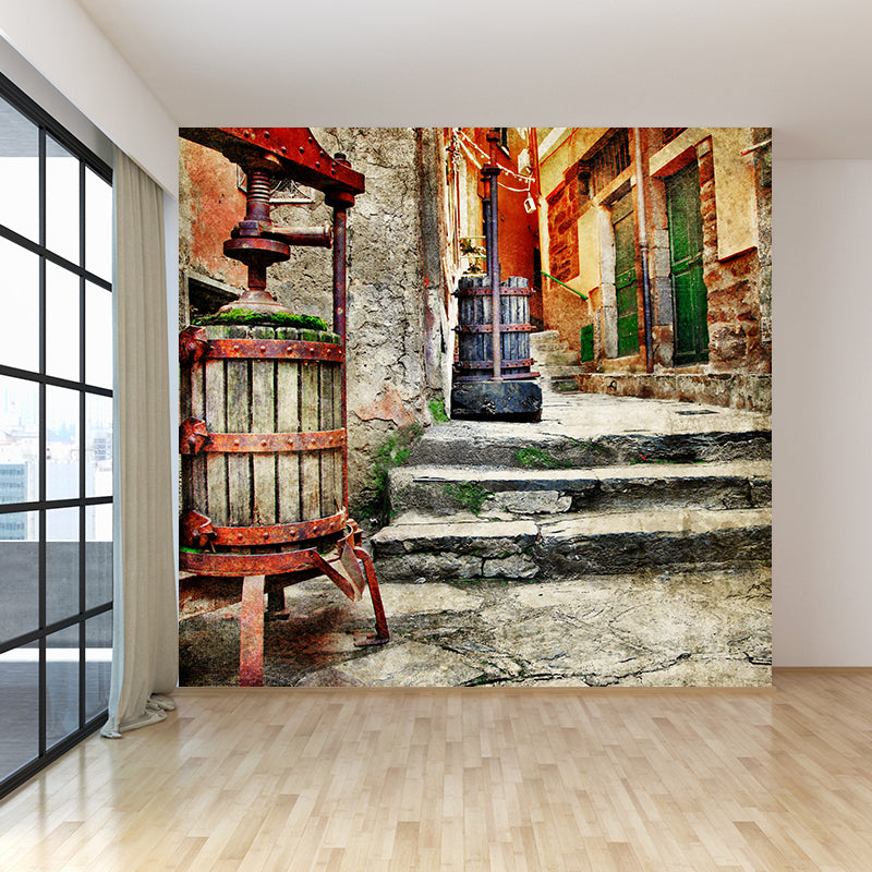 Non-Woven Decorative Wall Mural Modern Shabby Downtown Architecture Wall Covering