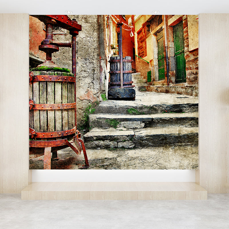 Non-Woven Decorative Wall Mural Modern Shabby Downtown Architecture Wall Covering