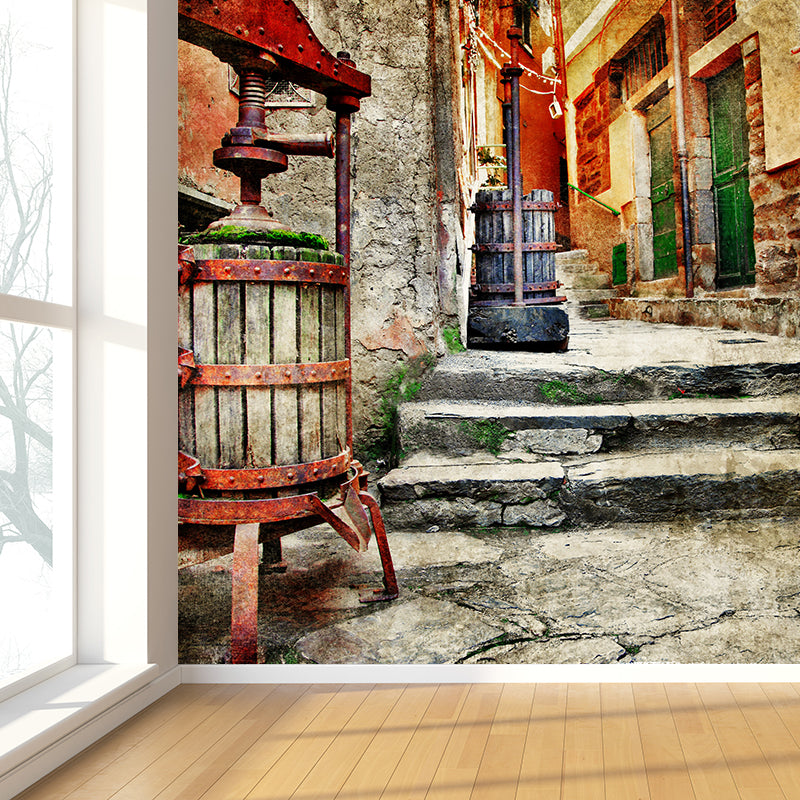 Non-Woven Decorative Wall Mural Modern Shabby Downtown Architecture Wall Covering