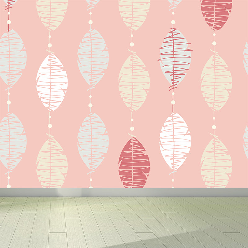 Modern Feather String Mural Decal Light Color Waterproofing Wall Covering for Living Room