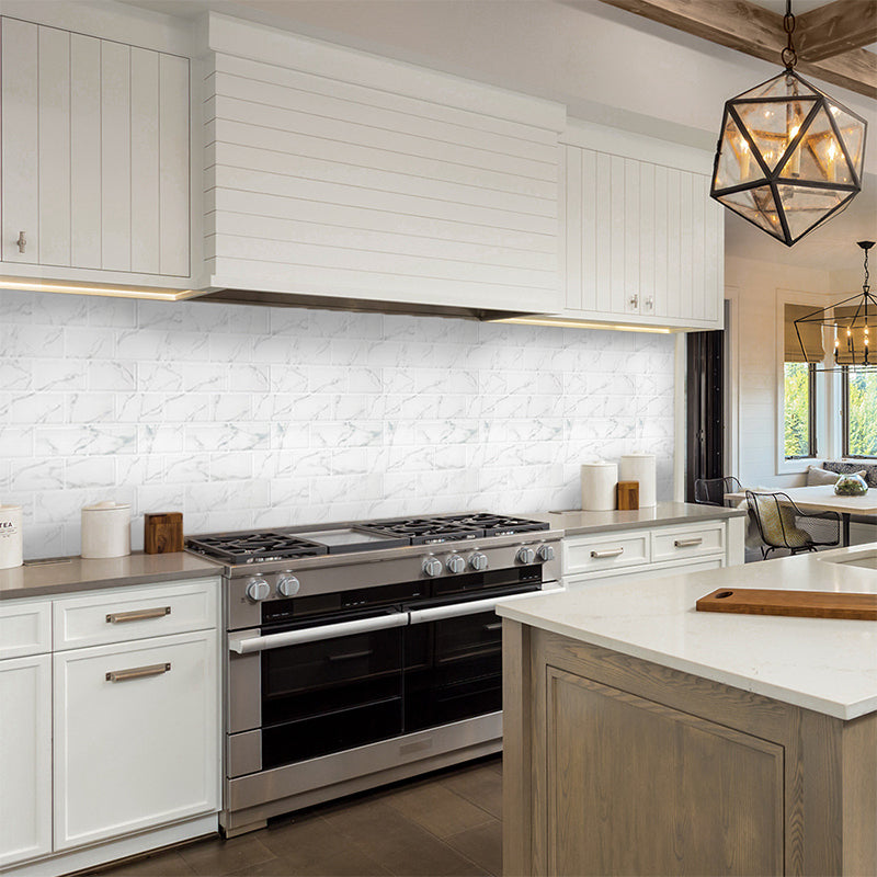 Rust Brick Tile Wallpaper Panel PVC Stick On White Wall Art for Kitchen Backsplash