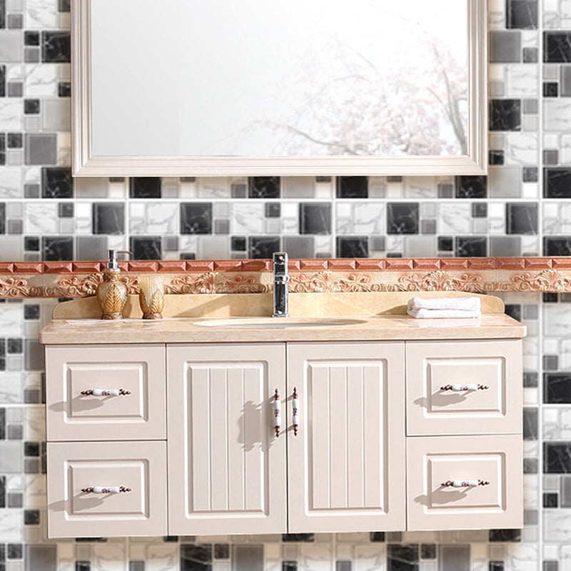 PVC Self-Adhesive Wallpapers Countryside Marble Mosaic Tile Wall Covering for Kitchen