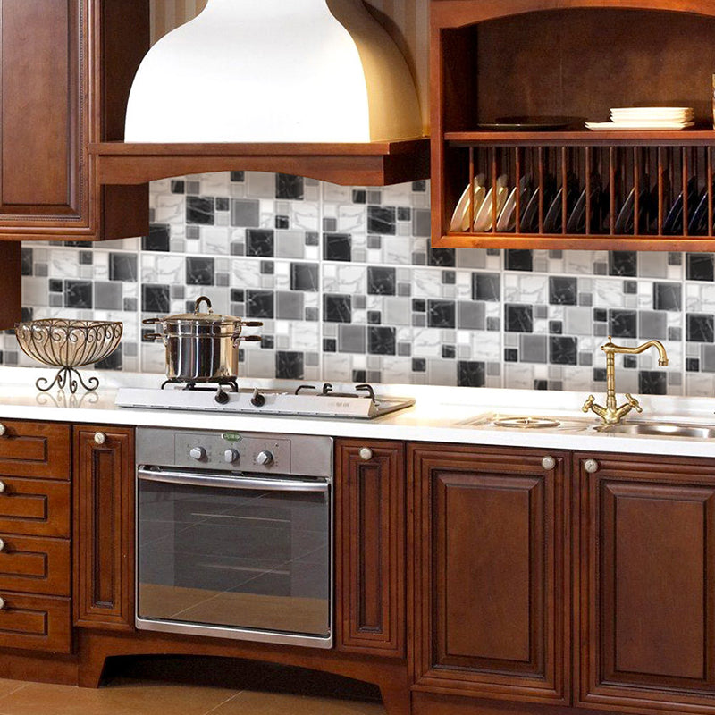 PVC Self-Adhesive Wallpapers Countryside Marble Mosaic Tile Wall Covering for Kitchen
