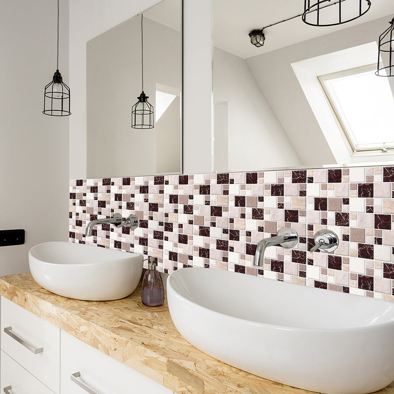 PVC Self-Adhesive Wallpapers Countryside Marble Mosaic Tile Wall Covering for Kitchen