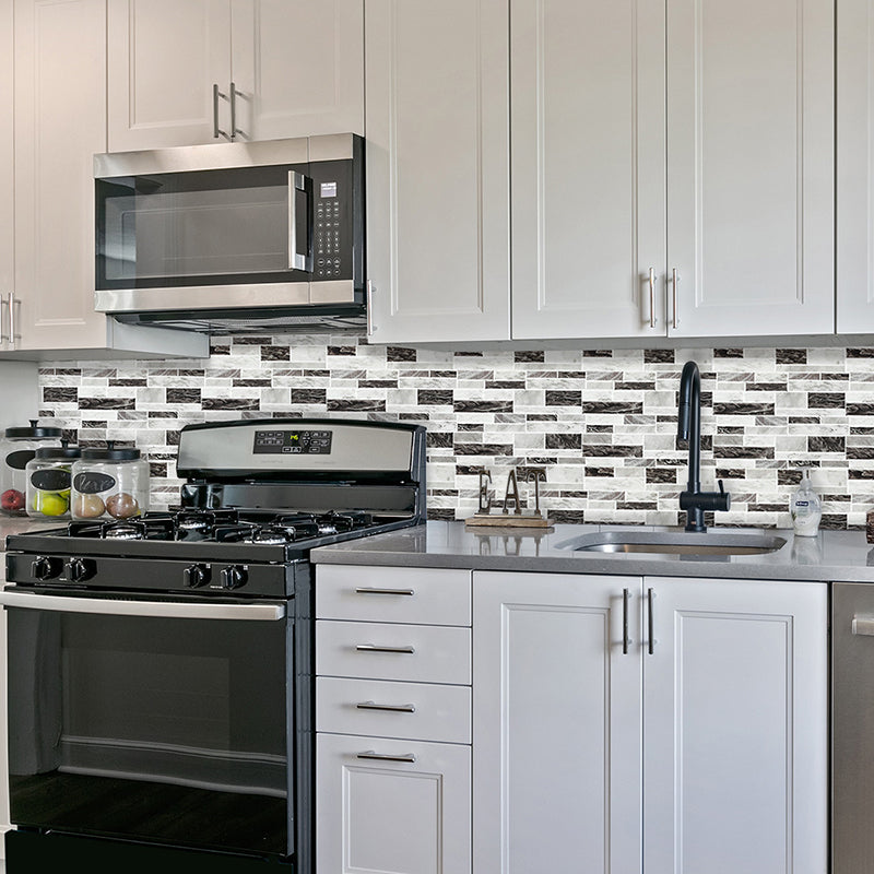 Farmhouse Faux Marble Brick Wallpapers Grey Mosaics Wall Covering, Pick Up Sticks