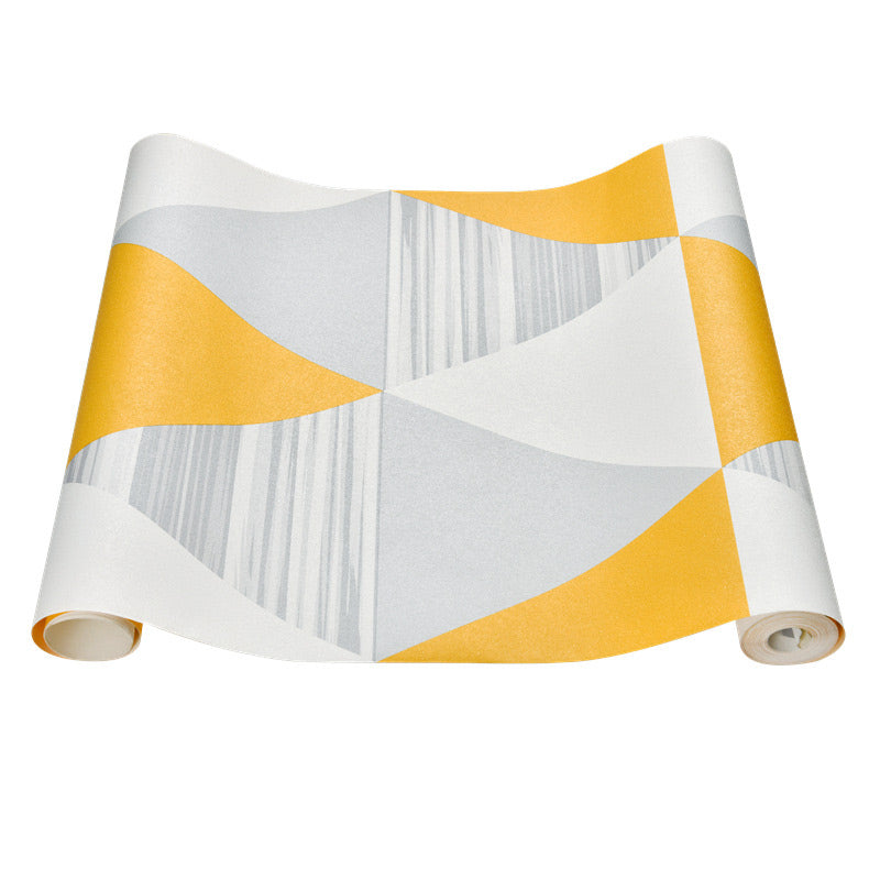 Triangle Pattern Wallpaper Modernist Non-Woven Material Wall Decor in Yellow for Living Room