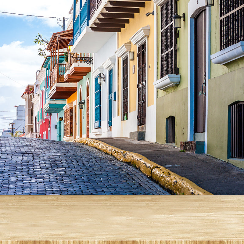 Waterproof Colored Houses Mural Modern Non-Woven Wall Art, Custom Size Available