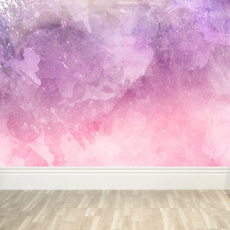 Watercolor Pattern Mural Wallpaper Soft Color Contemporary Wall Covering for Living Room
