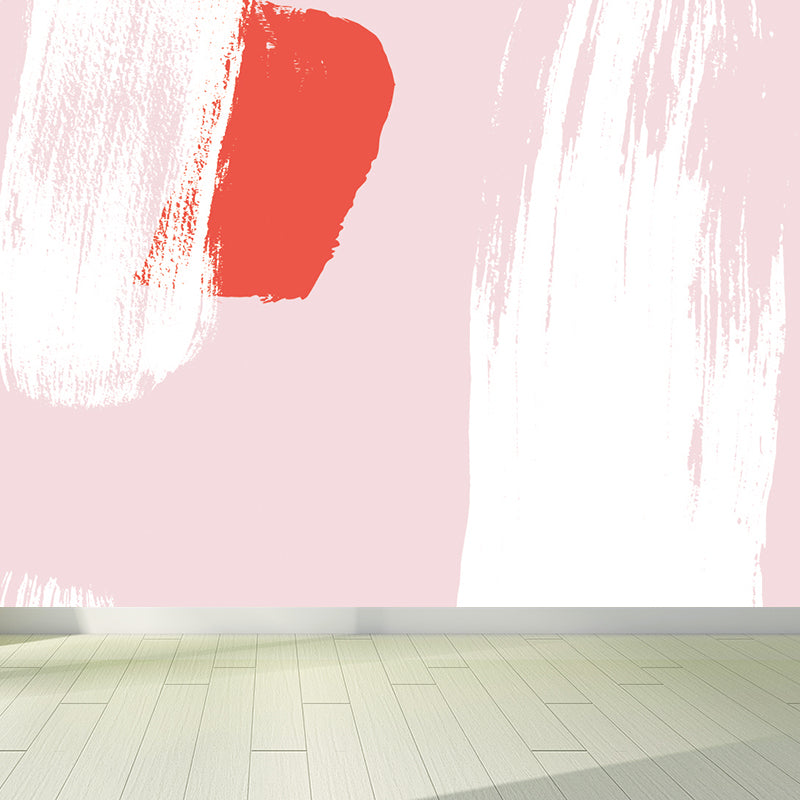 Stain Resistant Brush Stroke Mural Non-Woven Texture Modern Wall Decor for Girls Room