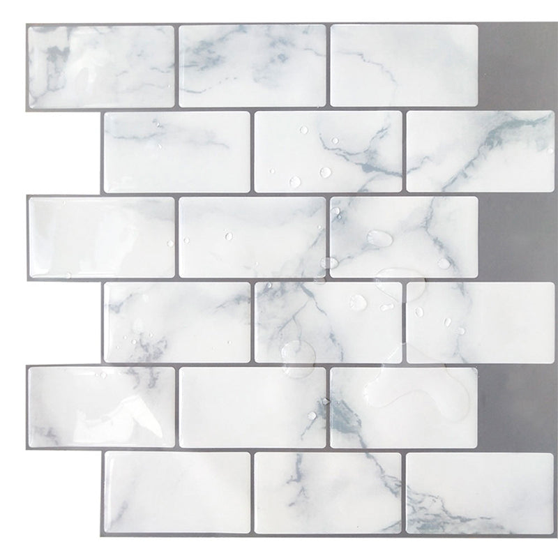 Faux Brick Wallpaper Panels Rustic Smooth Wall Covering in Grey for Bathroom, Self-Stick