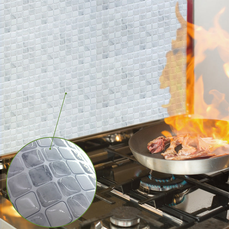 Grey Brick Look Wallpaper Panels Mosaic Tile Simple Self Sticking Wall Art for Living Room