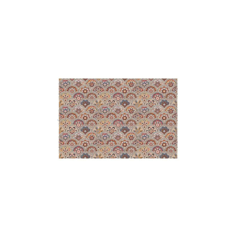 Boho Flower Print Wallpaper Panel Brown Fishscale Self-Stick Wall Decor for Bathroom