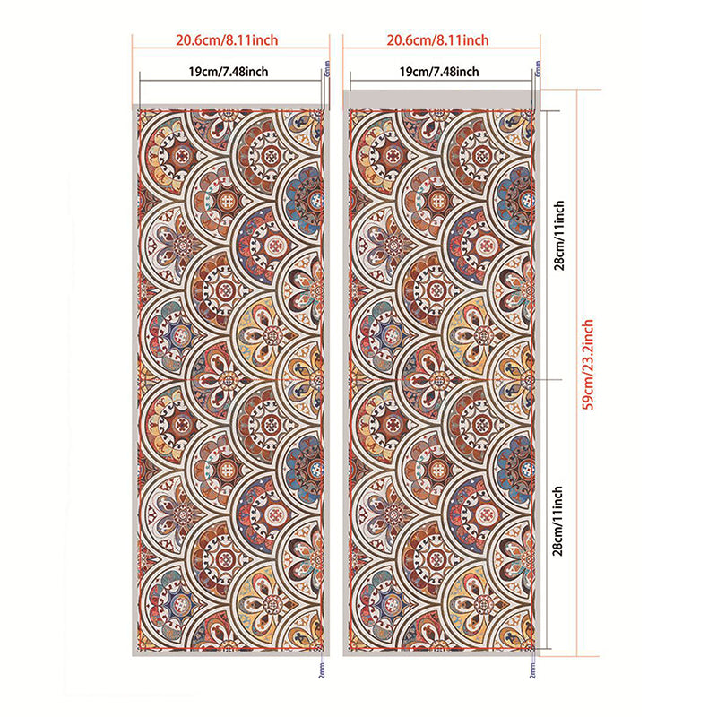 Boho Flower Print Wallpaper Panel Brown Fishscale Self-Stick Wall Decor for Bathroom