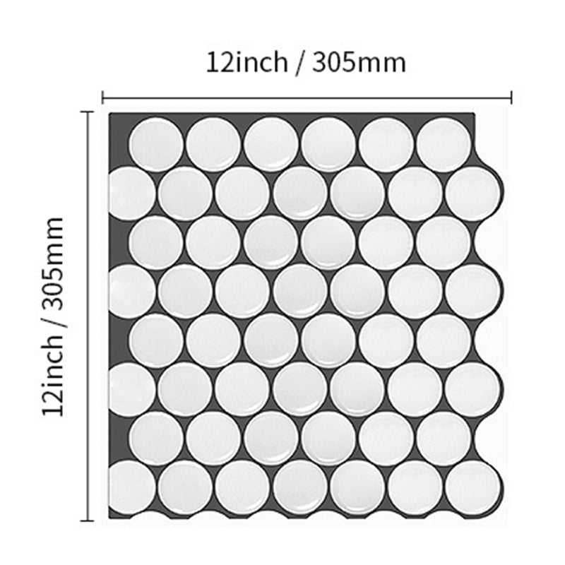 Modern Circles Print Wallpaper Panels White Bathroom Peel Wall Decor, 12' L x 12" W