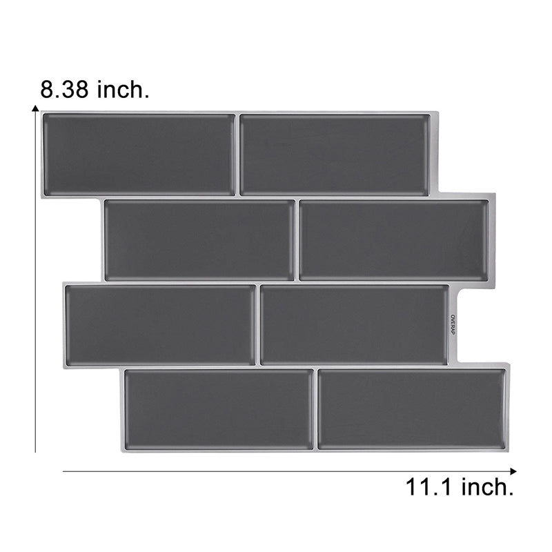 Brick Wallpaper Panel Set Dark Grey PVC Wall Decoration, Peel and Paste, 11' x 8.3"