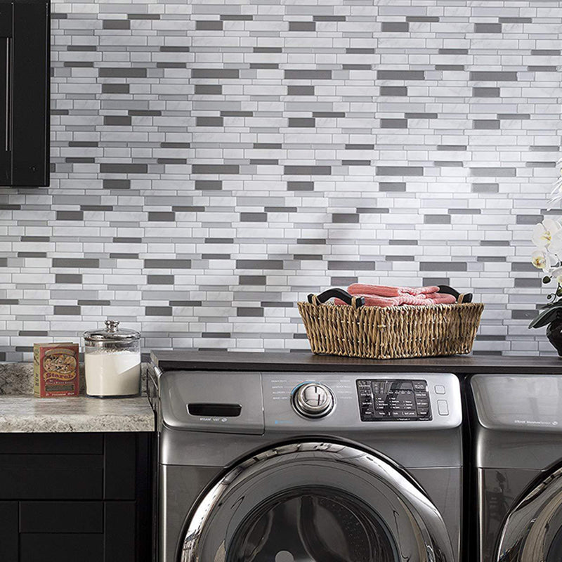 Grey Farmhouse Stick Wallpaper Panels 10.6' x 9.8" Brick Look Wall Decor for Kitchen