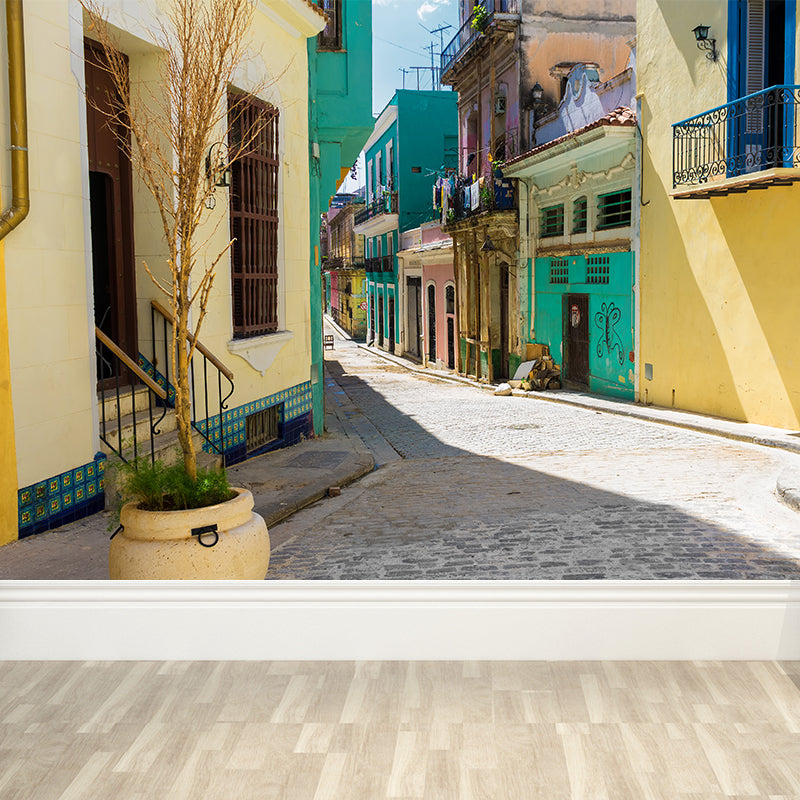 Multicolored House Wall Mural Modern Decorative Living Room Wall Covering, Custom Size Available