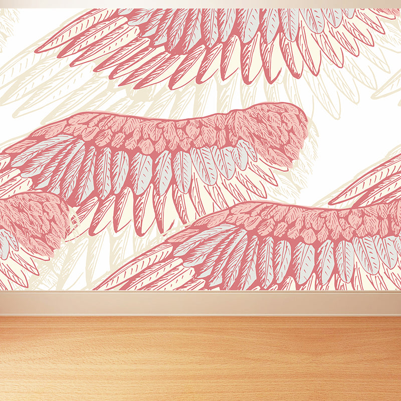 Non-Woven Decorative Wall Mural Modern Bird Wings Wall Covering for Girls Bedroom